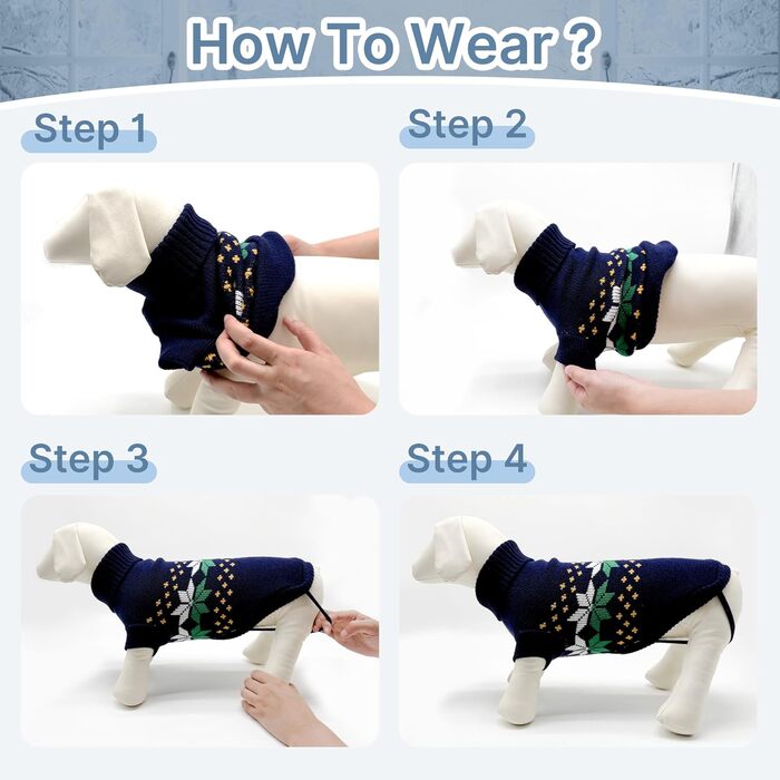 Теплий в'язаний пуловер для собак Rokragen Wepenherz, зимовий одяг для малих та середніх собак (Yorkie, Spitz, Schnauzer), колір navy, розмір S