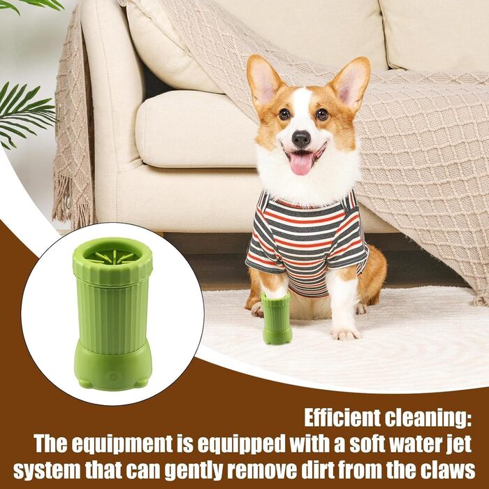Автоматична мийка для лап собак: розумний пристрій для догляду за лапами, USB-зарядка, для дому, підходить для середніх та великих порід, цуценят та кошенят (зелена)