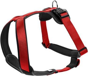 Шлея для собак HUNTER XS, нейлон/неопрен, червоно-чорна, з відбивачами 3M, м'яка та міцна