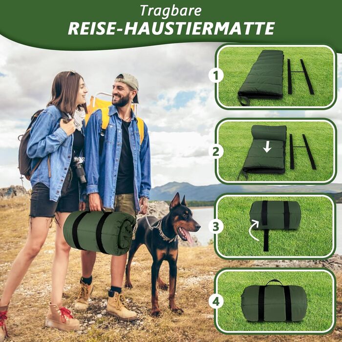 Водонепроникний килимок для собак Lohofrnny 110x68 см, товстий, м'який, з можливістю прання, для подорожей, кемпінгу та відпочинку на природі (оливковий)