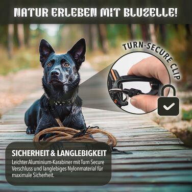 Регульований повідець для собак BLUZELLE 3м, для середніх і великих порід, подвійний, з 2 міцними алюмінієвими карабінами, відбивний паракордовий, з шкіряними вставками, колір хакі