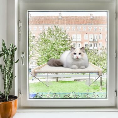 Ліжко-гамак для котів на вікно, платформа-поличка, місткість до 18 кг, ідеально для сну, ігор та відпочинку, металева кріпильна конструкція