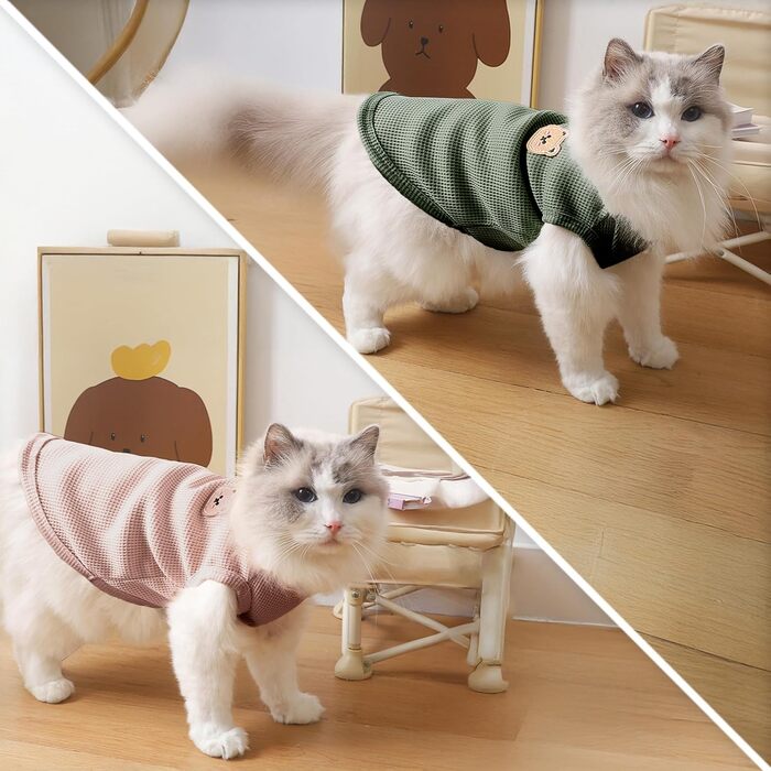 Футболка для котів Сфінкс (3 шт) XL (5.5-7.3 кг) Зелена та Рожева - Дихаюча літня/зимова котяча одяг
