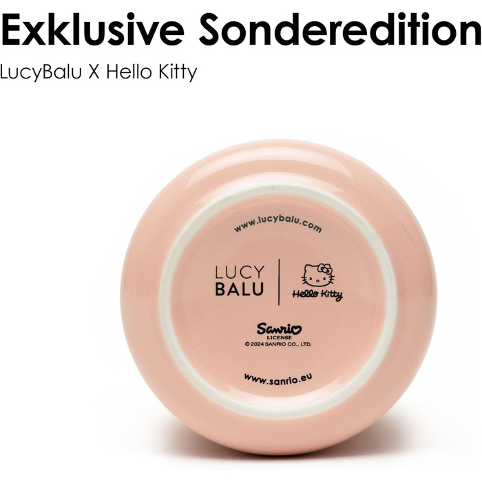 Герметична коробка для зберігання корму для котів LucyBalu X Hello Kitty, рожева, контейнер для сухого та вологого корму, лоток для ласощів
