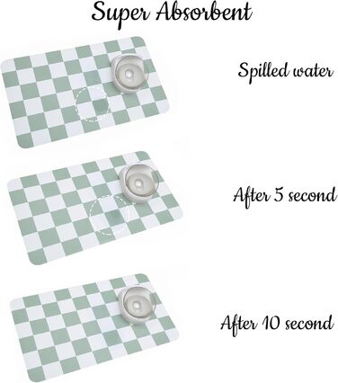 Килимок для годування собак Ralxion з водопоглинаючого матеріалу, в стилі ретро, шахова клітинка, бежевий/хакі, для собак, котів, цуценят, аксесуари для тварин, 30,5 x