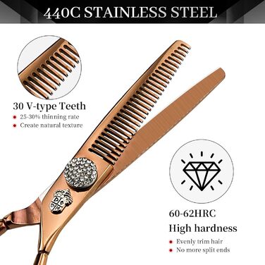 Набір професійних ножиць для грумінгу собак 6 дюймів: прямі та розріджуючі ножиці з японської сталі