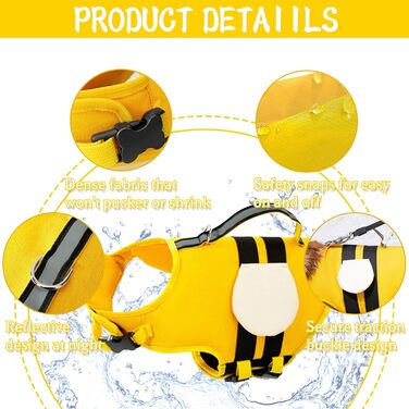 Жилет рятувальний для собак XiXiRan з ручкою, світловідбиваючий, регульований, для безпечного плавання