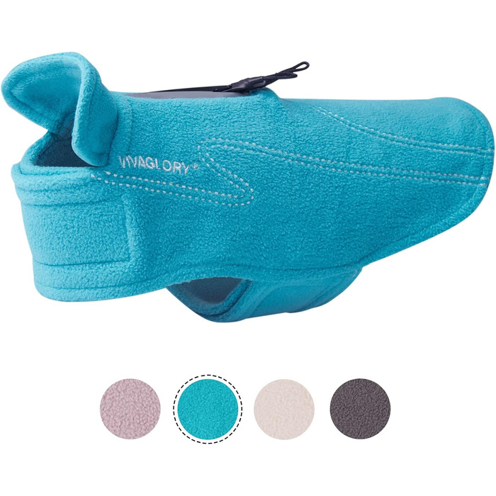 Тепла флісова куртка VIVAGLORY для собак на зиму, з отвором для шлейки, XS, блакитна (обхват грудей 38-48 см)