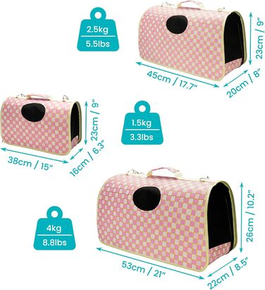 Транспортна сумка для кота та собаки Belle Vous (3 шт., рожева) - схвалена авіакомпаніями, м'яка, складна