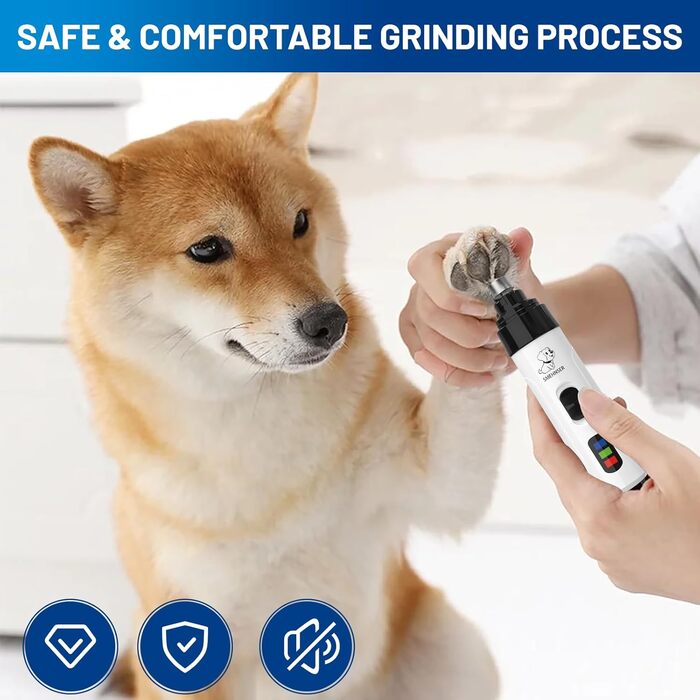 Електричний точило для кігтів домашніх тварин, для собак та котів, тихий, з алмазним насадженням