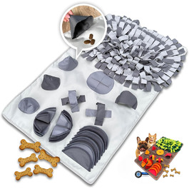 Килимок-іграшка для собак та котів LUCON з 11 елементами, міцний, інтелектуальна іграшка XXL 100x60 см, ідеальний подарунок (сірий)