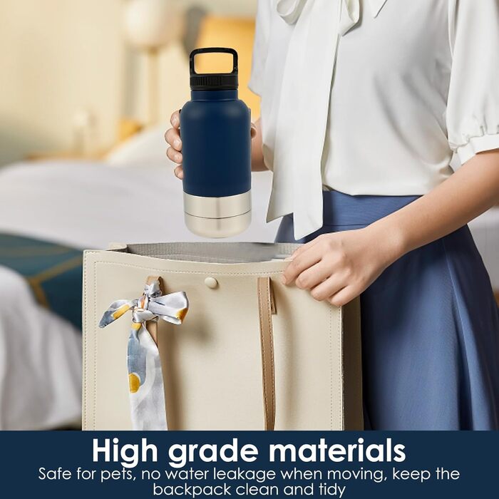 Вода для собак 3 в 1: пляшка, миска, ізоляція. 900 мл, нержавіюча сталь, BPA-Free. Ідеально для прогулянок та подорожей