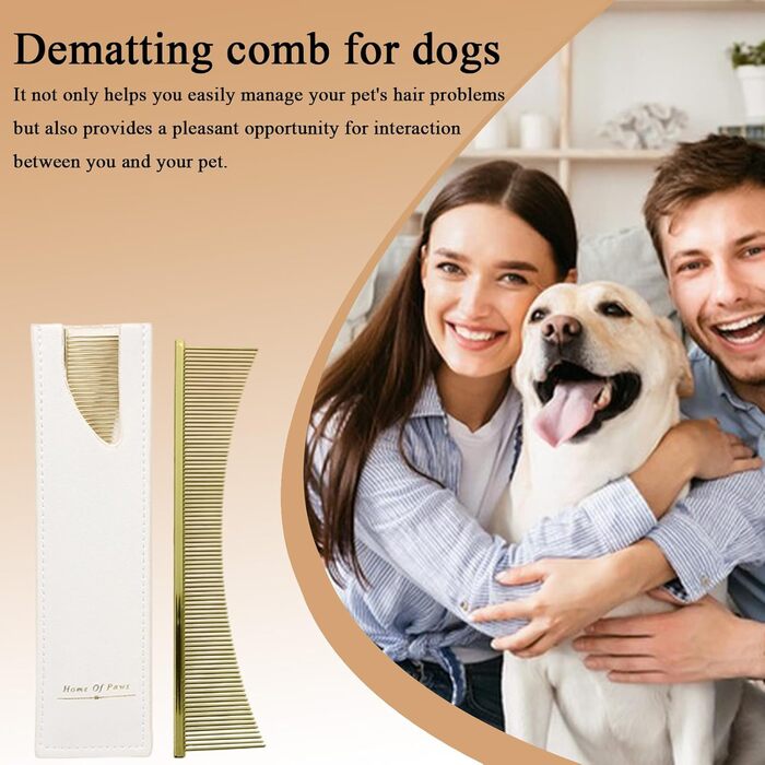 Щітка для котів Flohkamm для догляду за шерстю | Інструмент для видалення ковтунів для цуценят, довгошерстих порід, щоденний догляд, після купання (золота)