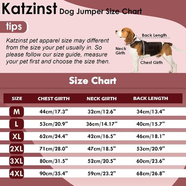 Теплий светр для собак великих порід Katzinst, зимовий флісовий пуловер для пітбуля, лабрадора, червоний, 2XL