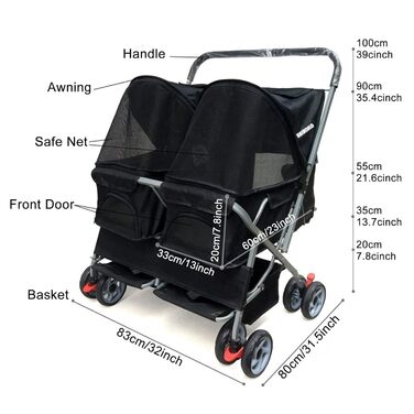 Дитяча коляска Doppel Kinderwagen Easy Walk - чорна, фіолетова, з дощем, для тварин та котів