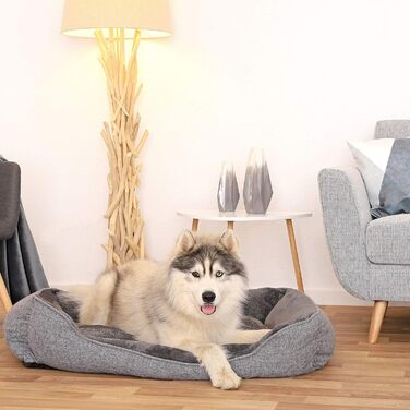 Килимок для собак Lionto знімний, сірий, 110x80 см. М'яке ліжко для домашніх тварин з комфортним входом, з антиковзким дном