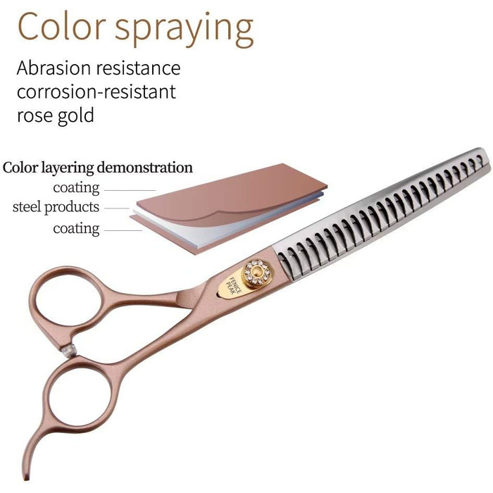 Професійна ножиця для вичісування собак та котів Fenice Peak, 1.2 см, з нержавіючої сталі 440C, 50/56 зубців, 7.5 дюймів (Японія)