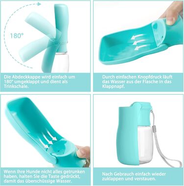 Водяна пляшка для собак Nepfaivy 350мл - туристична, вилка-поїльник, противитікаюча, для маленьких собак