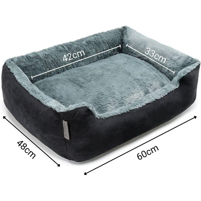 Килимок для собак Lionto з двостороннім подушкою та неслизьким дном, 60x48 см, чорний/сірий. Підходить для собак та котів будь-якого віку.