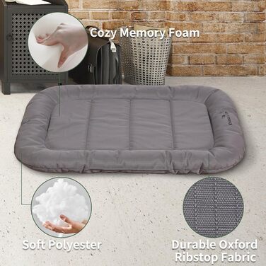 Міцний килимок для собак Khonsu з валиком для шиї, водонепроникний, для великих собак до 27 кг, сірий (35'x21'x3')