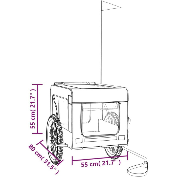 Причіп для велосипеда VidaXL для собак, 68.5 x 135 x 73.5 см, помаранчевий