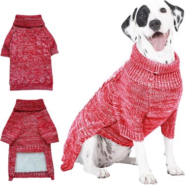 В'язаний пуловер для собак, теплий та м'який, для зими, для цуценят, червоний (S)