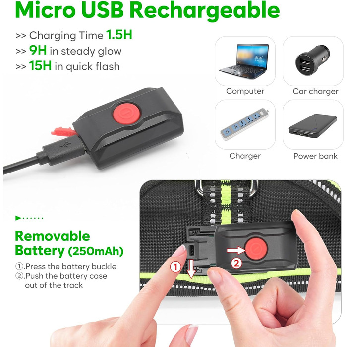 Світлодіодне обіднє світловідбиваючий нашийник для собак з ручкою, перезаряджається, для безпеки вночі, середніх та маленьких собак (L, Зелений)