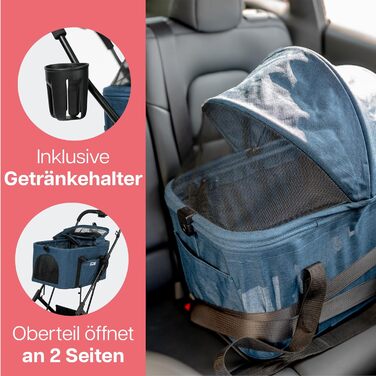 Візок для собак та котів Innopet 2-в-1 - компактний, складаний, з переноскою та підставкою для авто - до 20 кг