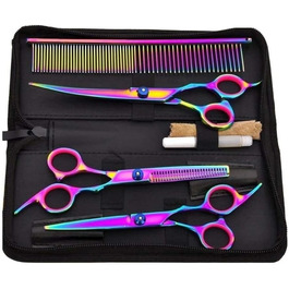 Набір ножиць для собак, професійний набір для грумінгу собак та котів, вигнутий гребінець