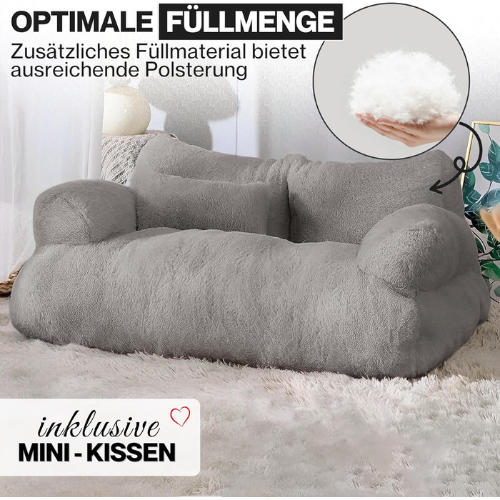 Кішка Софа Simba для котів та собак сірого кольору | З міні-подушкою | 70x48 см | Ліжко для котів та маленьких собак | М'яке, з достатньою підкладкою | Знімний чохол