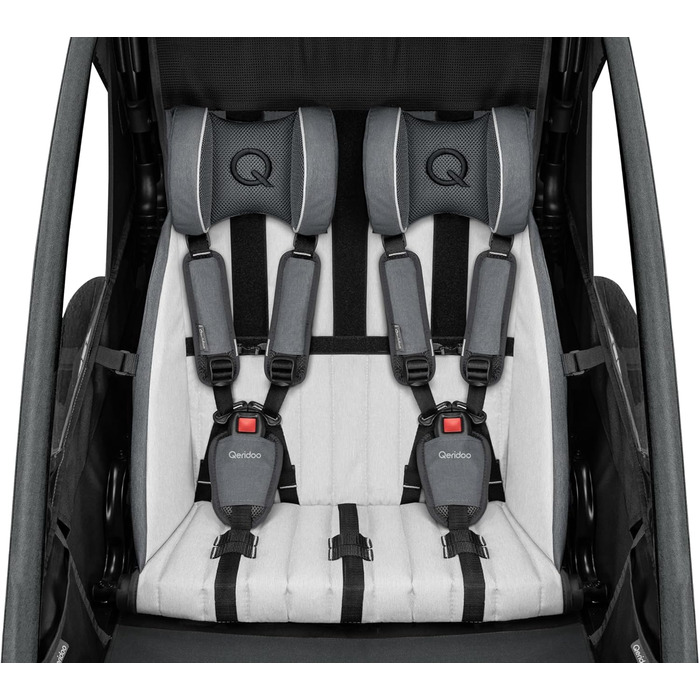 Qeridoo Lynix 2 Forest Green - Причіп для велосипеда 2 дітей з підвіскою та ременями безпеки | Дитячий велопричіп-візок | Qeridoo