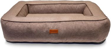 Ортопедичне ліжко для собак Rio, миється, кошик для собак з антиковзким покриттям та подушкою з memory foam для зими та літа, ідеально для великих собак до 35 кг (L 100x70x17 см), коричневе