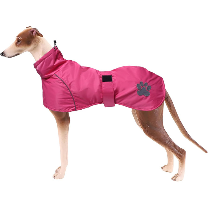 Дощовик для грейхаундів Geyecete: водонепроникний, теплий, з плюшевою підкладкою, для великих собак, розмір XL/XXL, рожевий