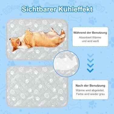 Кühlmatte для собак та котів MH MYLUNE HOME - термохромна охолоджуюча килимок, самоохолоджуюча, не слизька, водопоглинаюча, портативна, сіра, 110x80 см