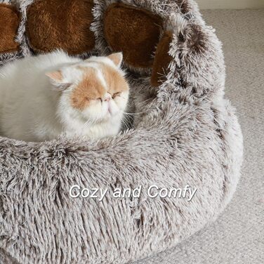 Кругле ліжко для собак Jiupety, плюшеве, у формі пончика, середній розмір 81 см, зручне та м'яке, можна прати