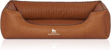 Ортопедичне собаче ліжко Knuffelwuff Chesapeake з лазерного стеганого штучного шкіряного покриття XL 105 x 75 см. Знімний чохол, легко чистити, для великих, середніх та маленьких собак (L 85 x B 63 x H 23 см, Rusty)