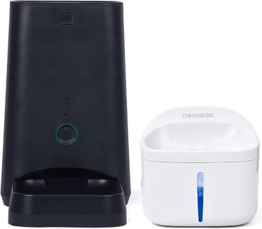 Автоматичний дозатор корму для собак DOGNESS 9L - програмований, з таймером, для великих собак, контроль порцій, білий/блакитний