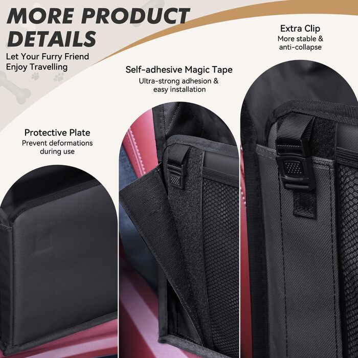 Автокрісло для собак: стабільне, безпечне, водонепроникне, чорне. Підходить для малих та середніх порід.