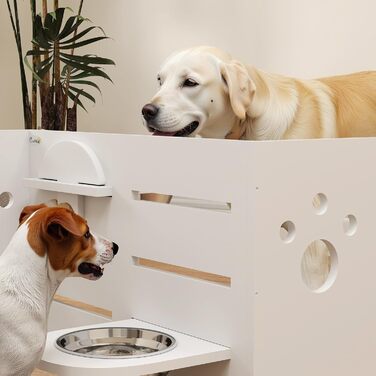 Підвищений годівниця для собак PawHut з регулюванням висоти, антизатримкова підстилка, 2 x 1000 мл, повільна годівниця, годівнича станція для середніх собак та котів, білий