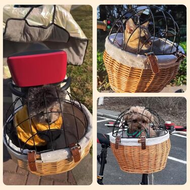 Велосипедний кошик для собак та котів – безпечний, знімний, з плетеним кошиком, 11 x 8 x 9,8 x 13 см