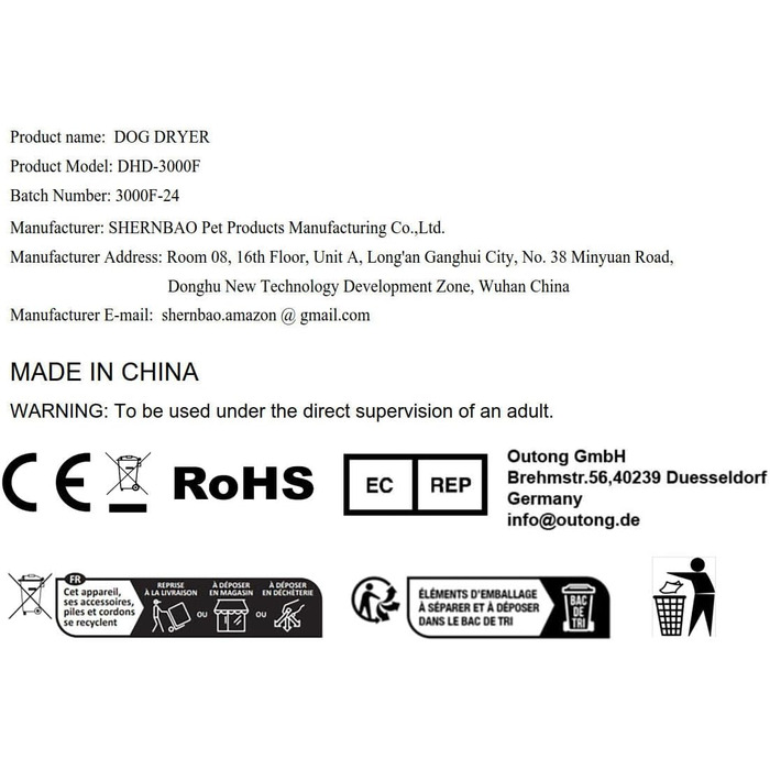 Сушарка для собак Shernbao Dualmotor - професійна фен для висушування шерсті домашніх тварин, 6.0 HP, 3000W, регулювання потужності