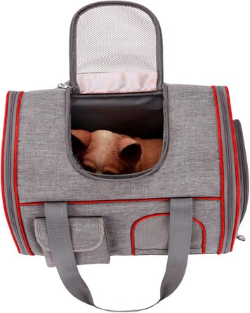Транспортна сумка для кота Moxeupon | Переноска для кошенят | Сумка-переноска для тварин з м'якими стінками, схвалена авіаперевізниками (червона)