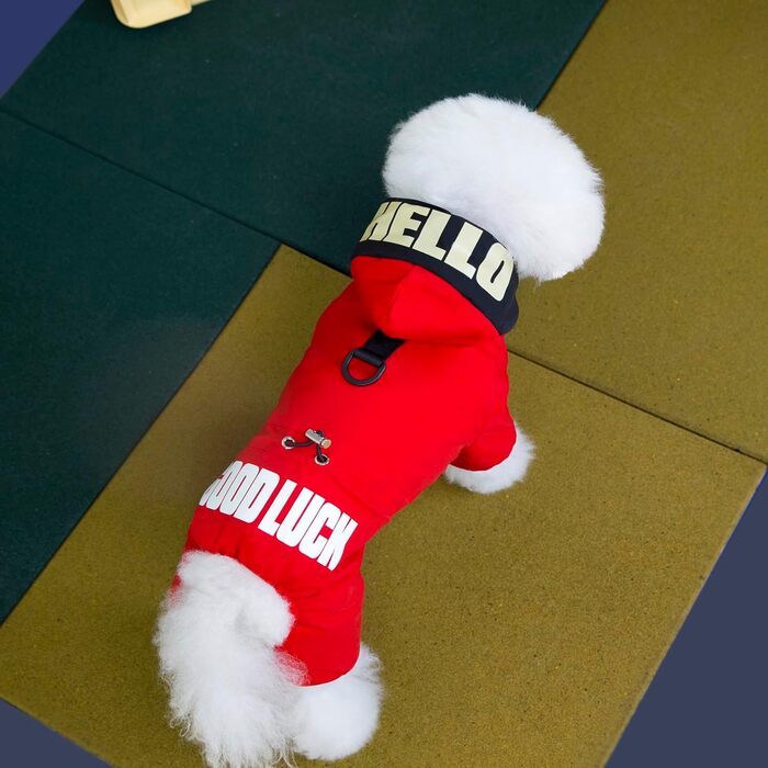 Теплий зимовий халат для собак Izefia: водонепроникний, бавовняний, для маленьких та середніх собак і котів (довжина спини: 32 см, 17 см), зелений, червоний