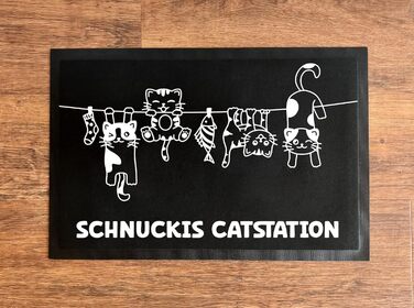 Підкладка для котів Napfunterlage з іменем, персоналізований подарунок для власників котів, чорна (Catstation 50x75 см)