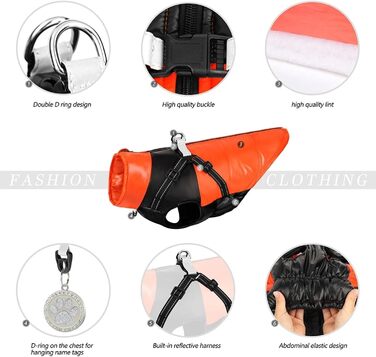 Тепла зимова куртка для собак з отвором для шлейки, водонепроникна, з відбивачами, для шиба іну, бульдога та мопса