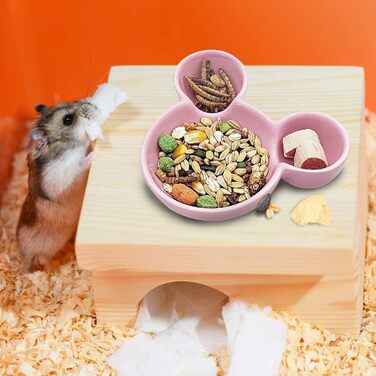 Миска для їжі та води для хом'яків LuckyOpt, мила форма мишки, кераміка, легко миється, підходить для дрібних тварин, їжаків, білок, гризунів, цукрових пухнастиків (фіолетовий, рожевий)