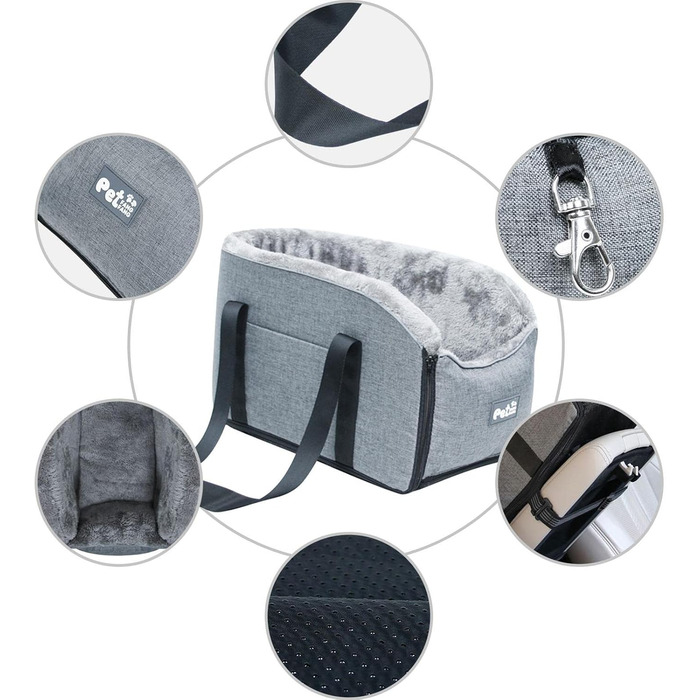 Автокрісло для собак, консоль для авто, автокрісло для маленьких собак, автокрісло на заднє сидіння, тепле автокрісло для тварин з ручкою, аксесуари для авто для тварин