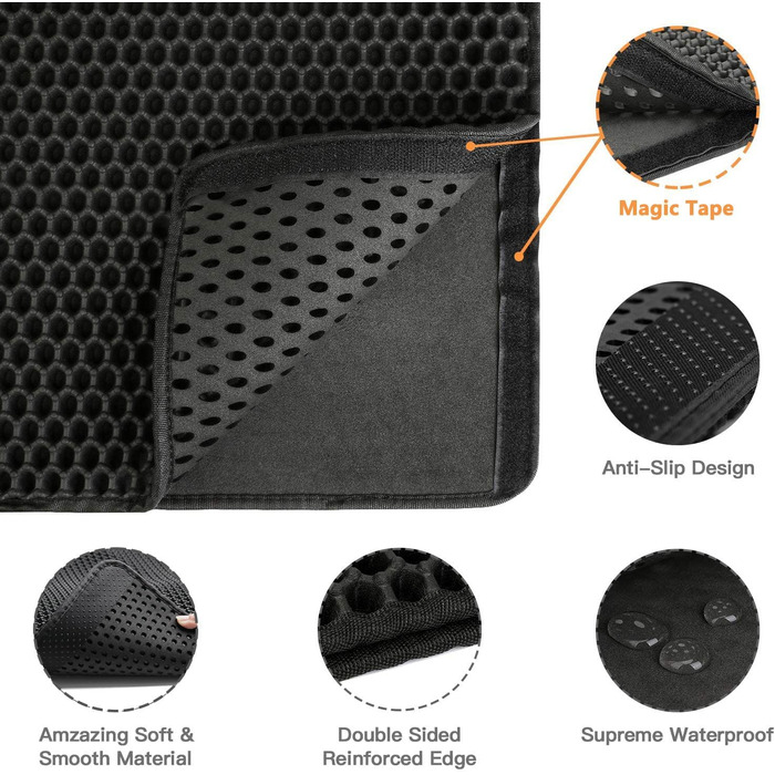 Килимок для котячого туалету Ycozy Katzenklo Matte Groß 76 x 61cm - вологостійкий, з оксфордської тканини, контролює розсипання наповнювача