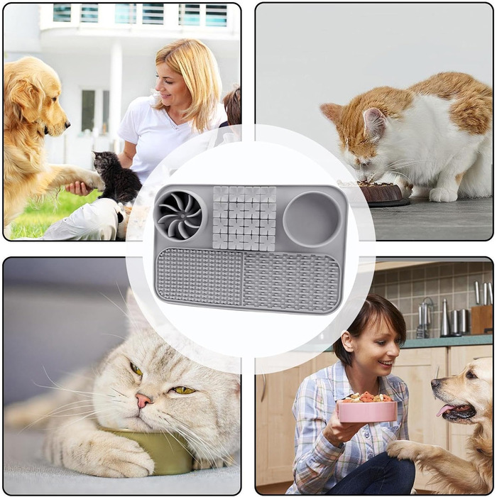 Килимок для годування собак, інтерактивна іграшка-пазл, сірий | Килимок для корму собак, килимок для іграшок, матеріал - сірий | Аксесуар для собак