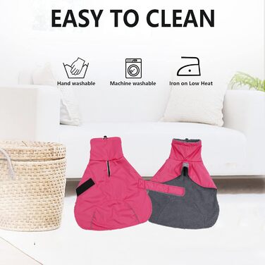 Водонепроникна зимова куртка для собак MOREZI з флісовою підкладкою, з регульованим поясом та світловідбиваючими елементами, для такс та схожих порід - Рожева S (довжина спини: 34-37 см)